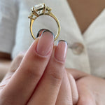 2.6 CT Cushion Three Stone Lab Grown Diamond Engagement Ring