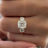 2.6 CT Cushion Three Stone Lab Grown Diamond Engagement Ring