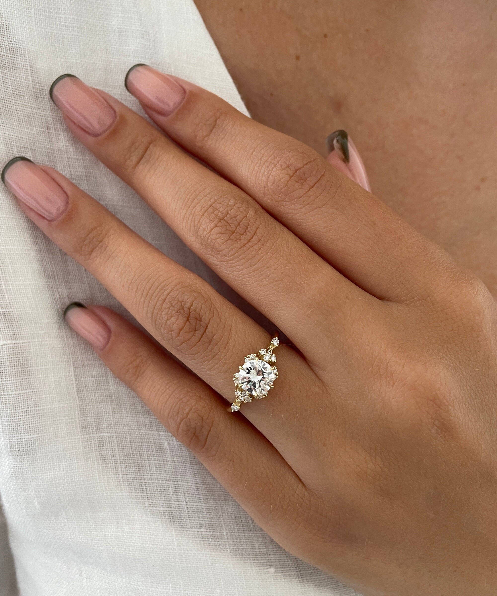 Round Cluster Lab Grown Diamond Engagement Ring