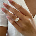 2.6 CT Cushion Three Stone Lab Grown Diamond Engagement Ring