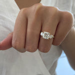 2.6 CT Cushion Three Stone Lab Grown Diamond Engagement Ring