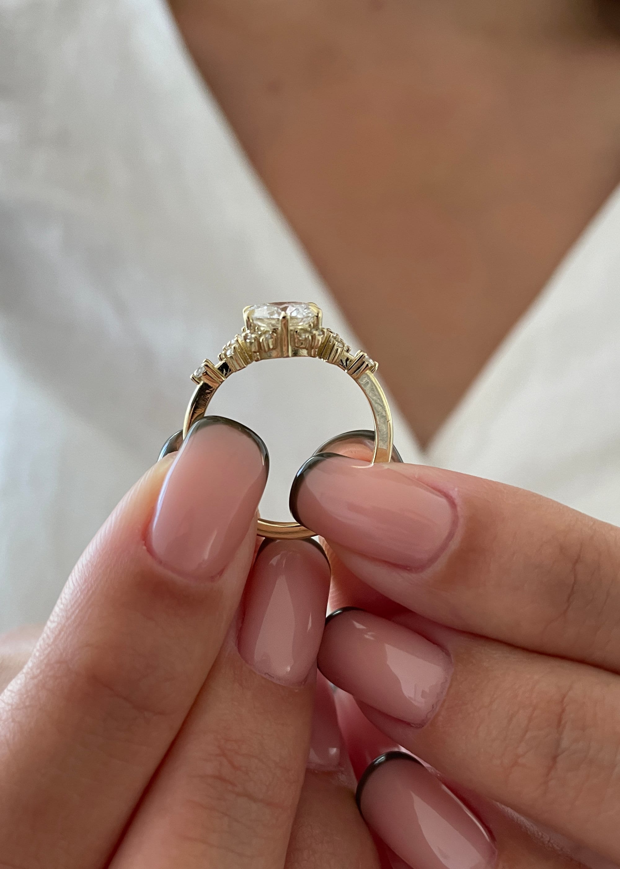 Round Cluster Lab Grown Diamond Engagement Ring