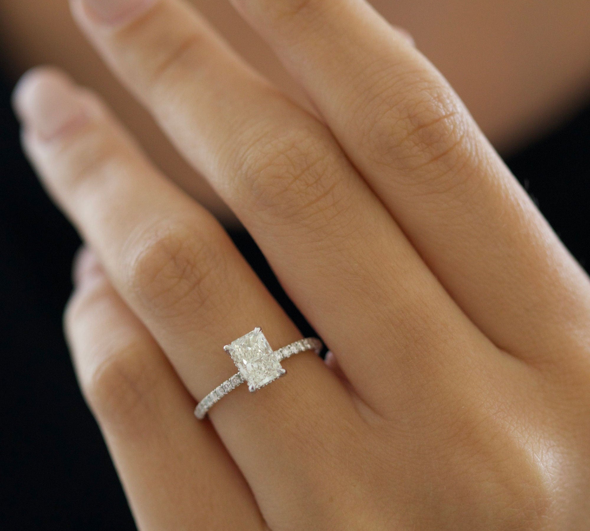 Radiant Pave Lab Grown Diamond Engagement Ring