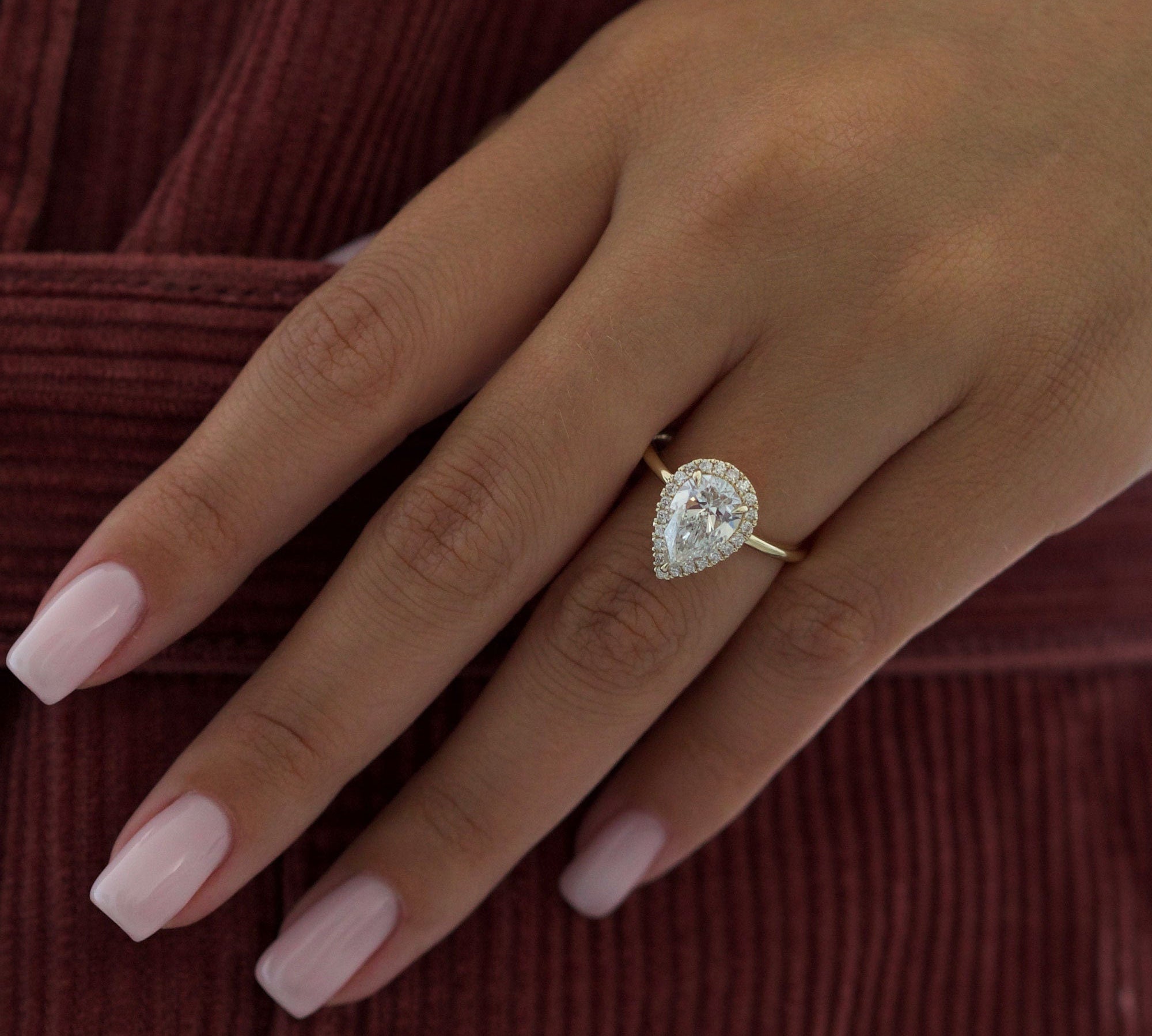 Pear Halo Lab Grown Diamond Engagement Ring