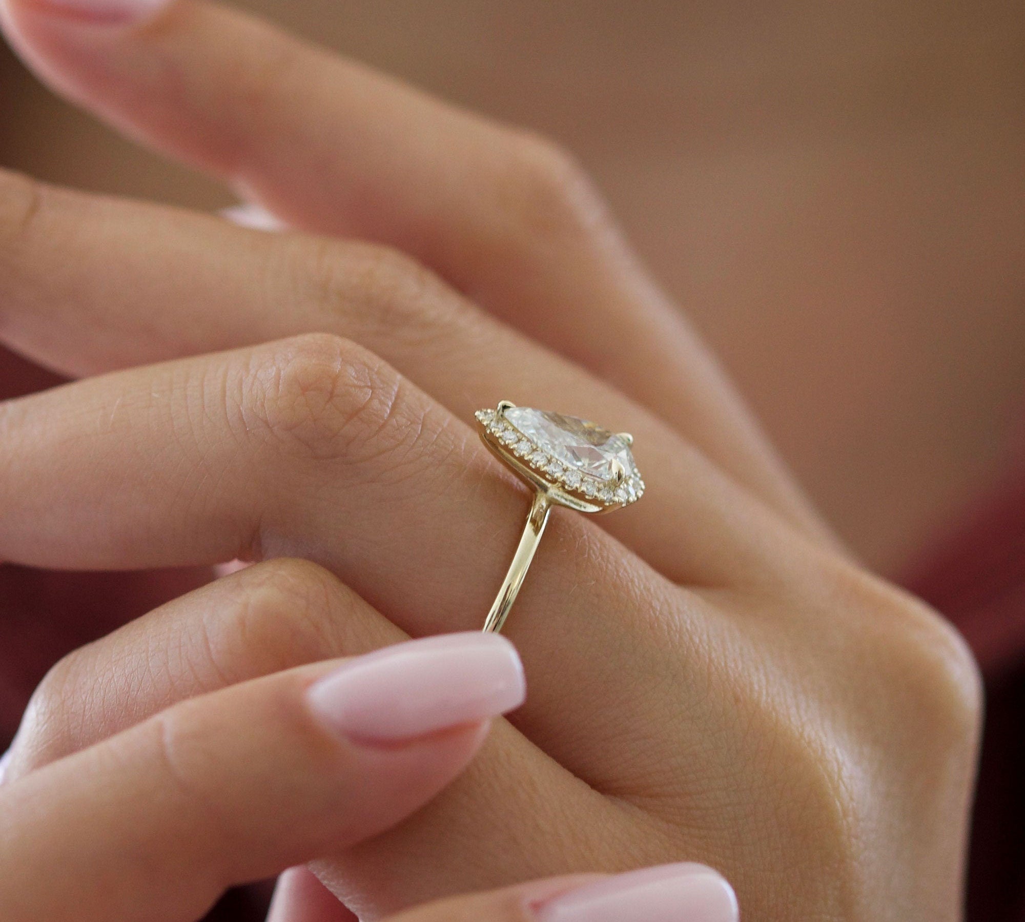 Pear Halo Lab Grown Diamond Engagement Ring