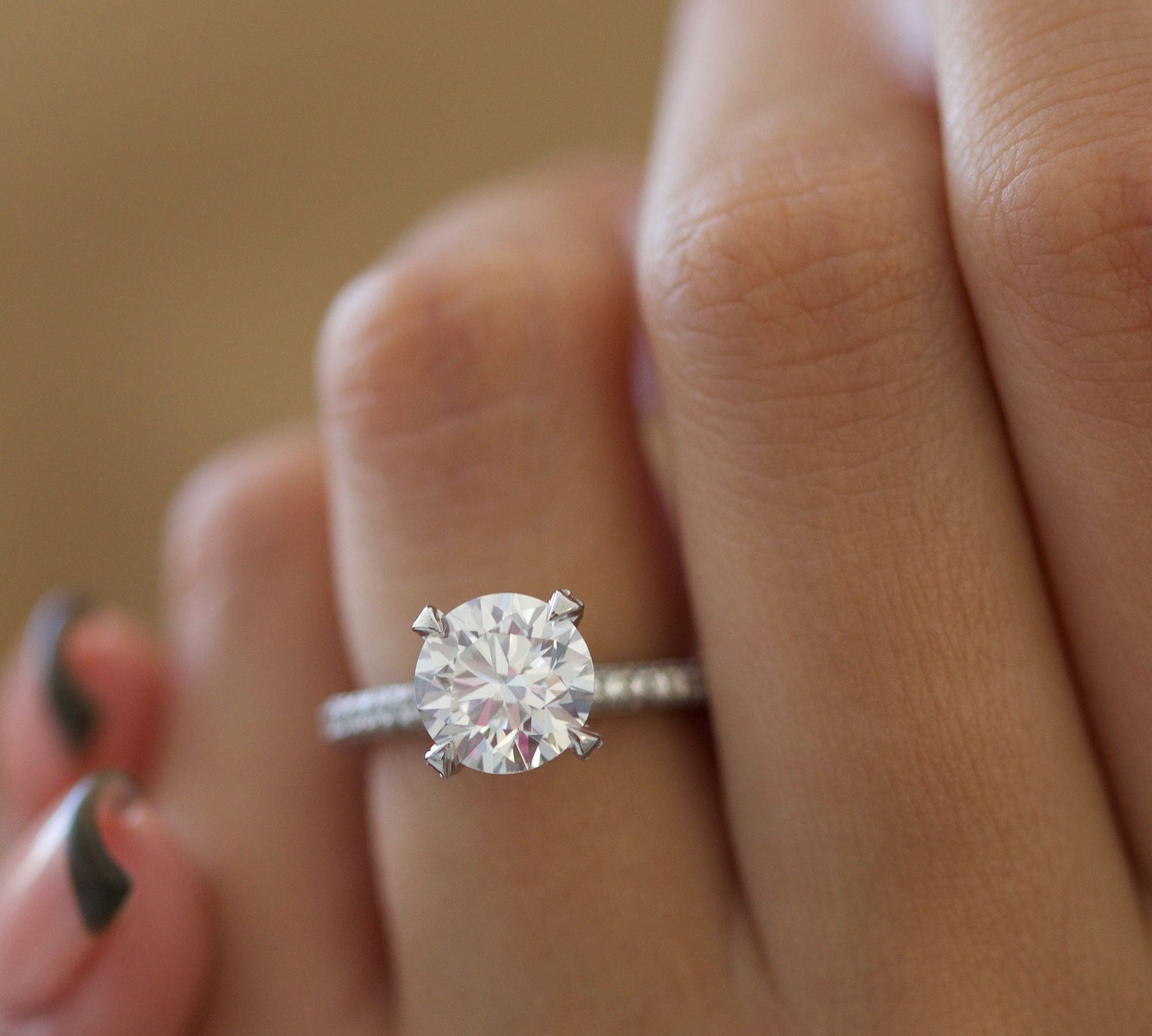 Round Cut Pave Lab Grown Diamond Engagement Ring