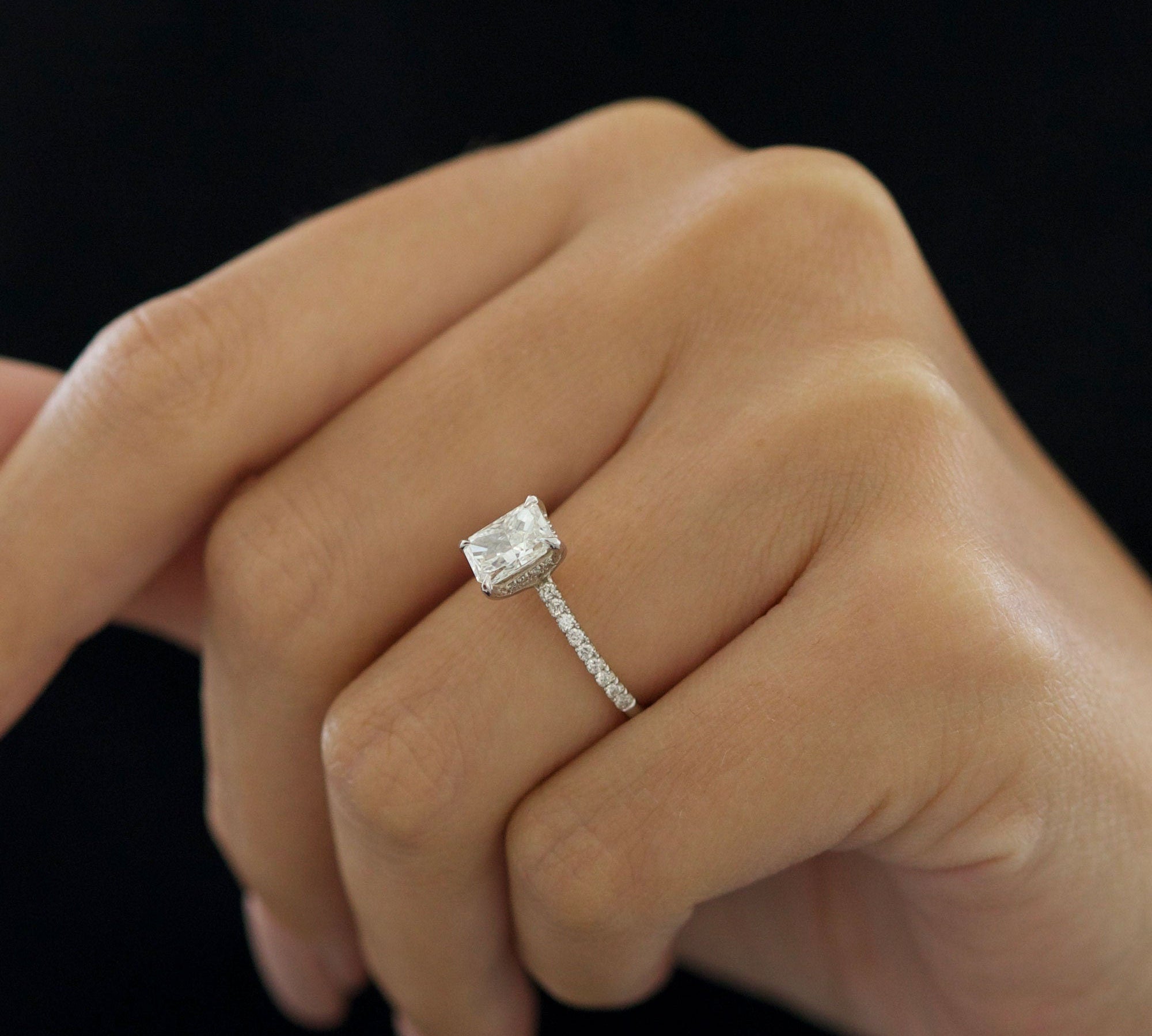 Radiant Pave Lab Grown Diamond Engagement Ring