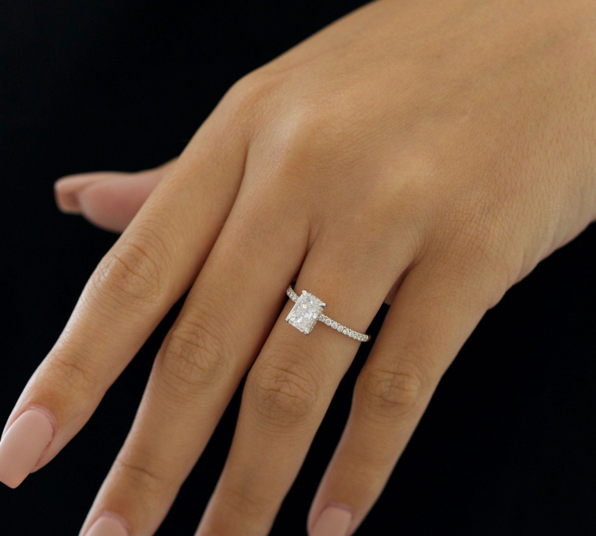 Radiant Pave Lab Grown Diamond Engagement Ring