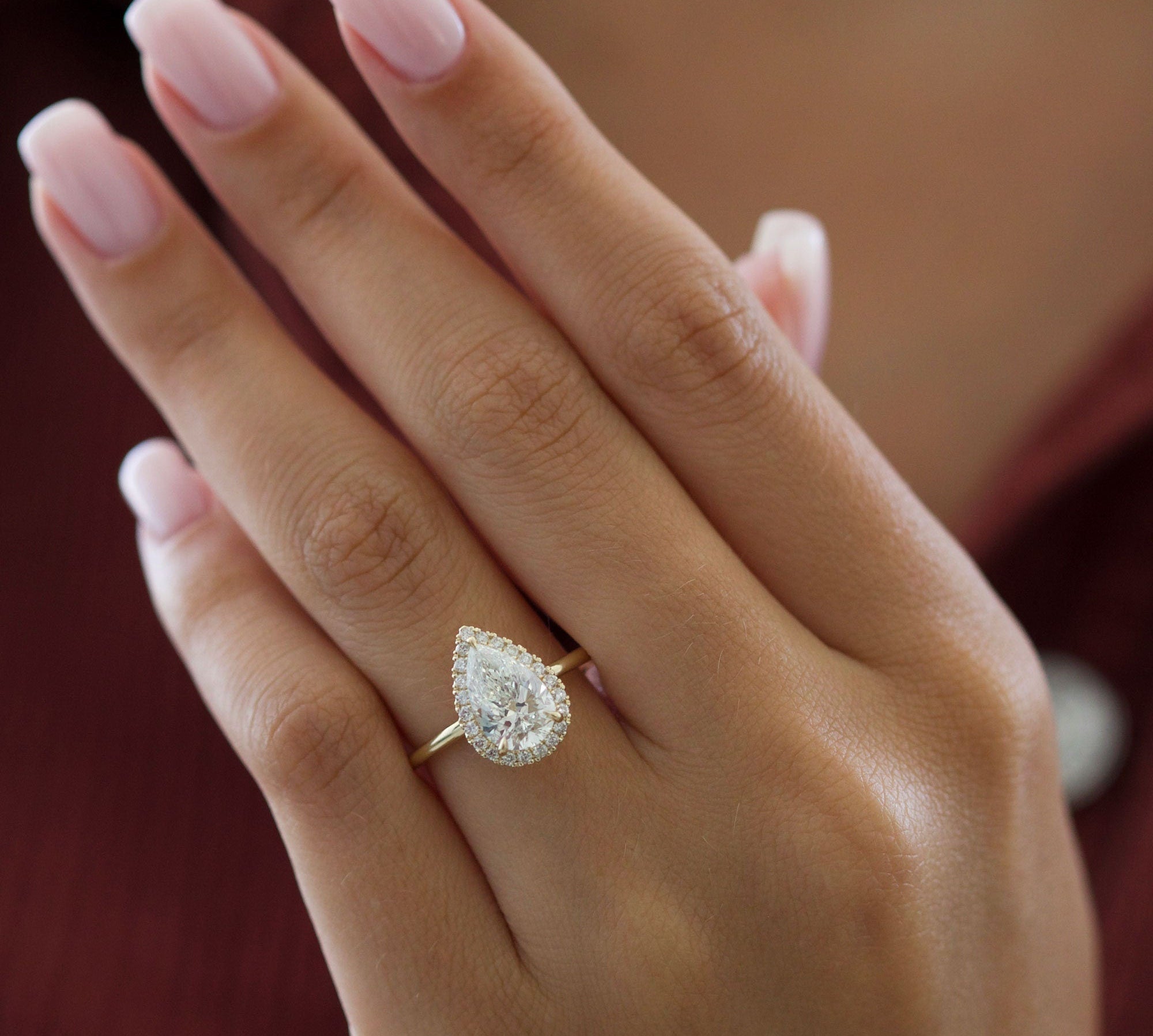 Pear Halo Lab Grown Diamond Engagement Ring