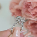 Round Halo & Pave Lab Grown Diamond Engagement Ring