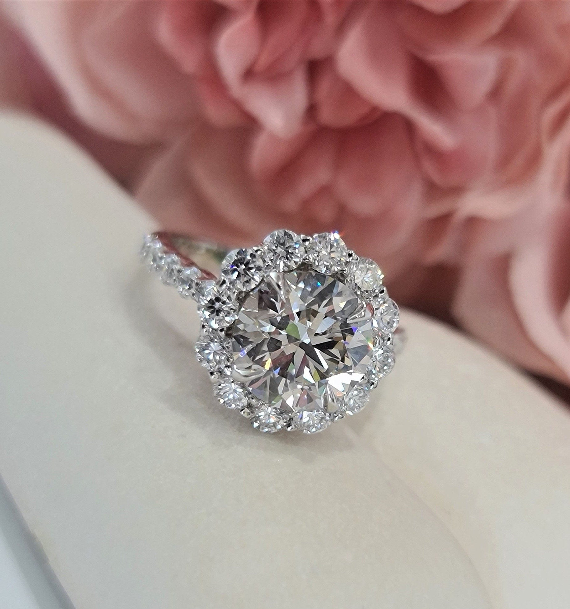 Round Halo & Pave Lab Grown Diamond Engagement Ring
