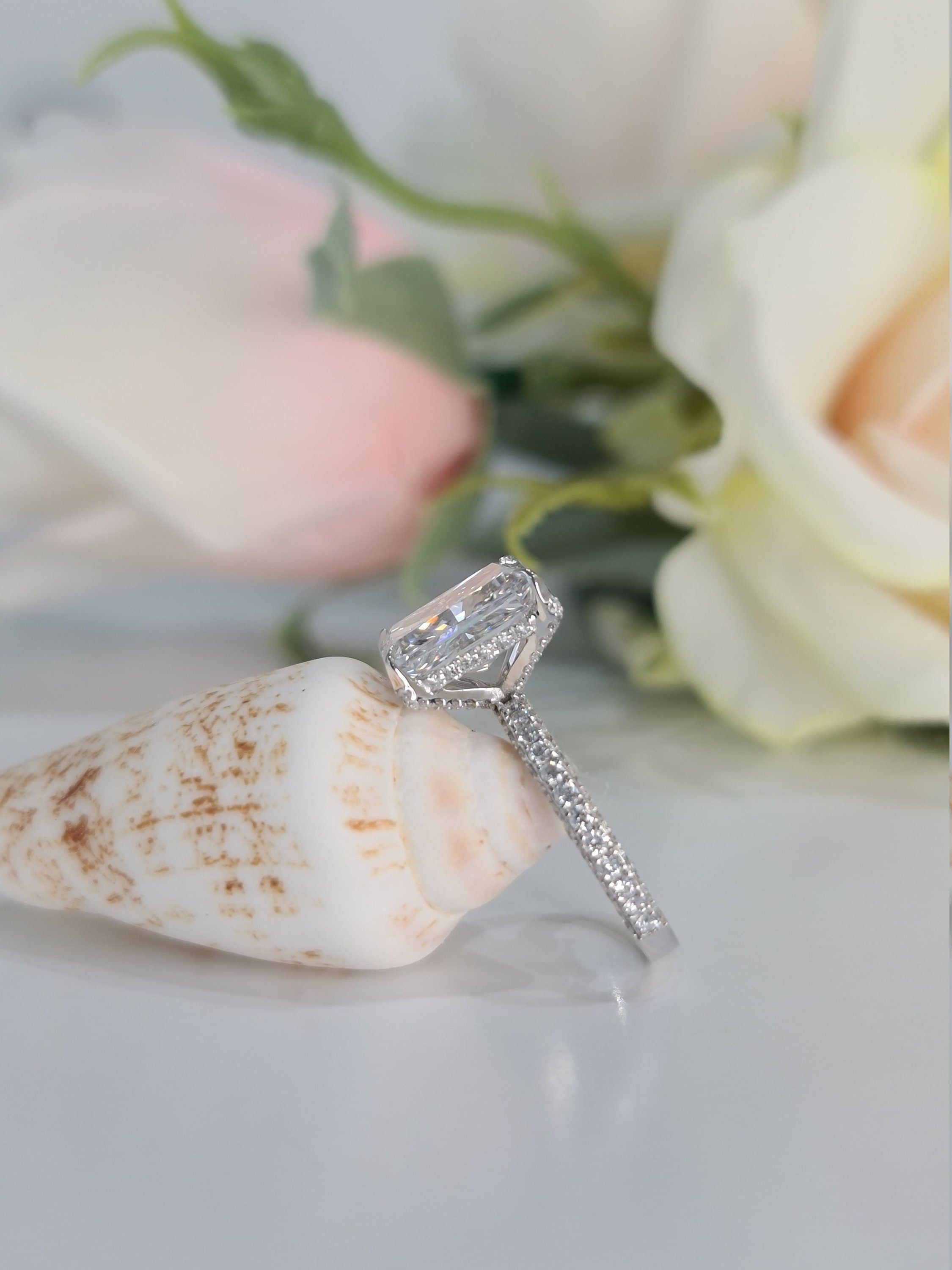 Radiant Pave Lab Grown Diamond Engagement Ring