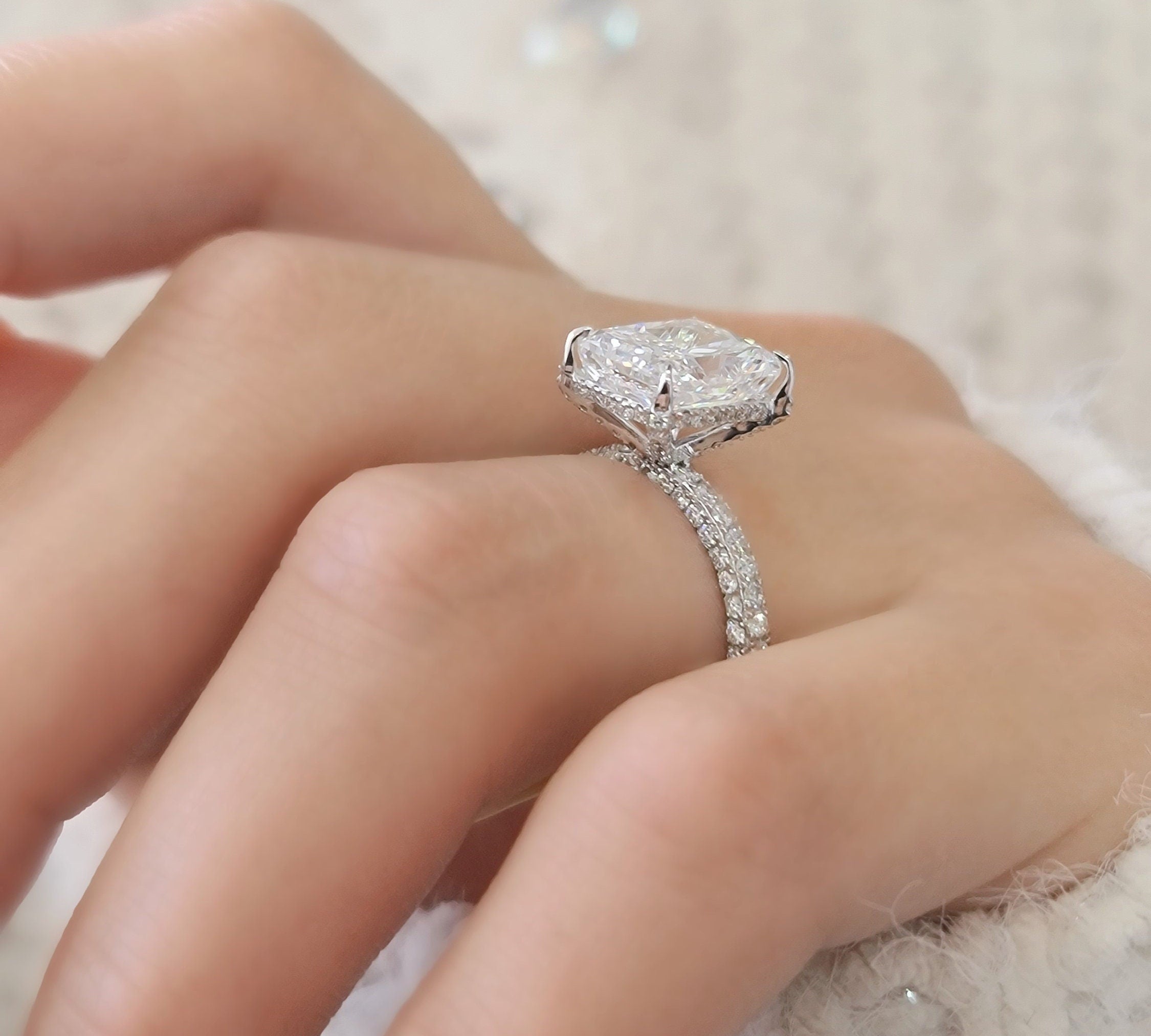 Radiant Pave Lab Grown Diamond Engagement Ring