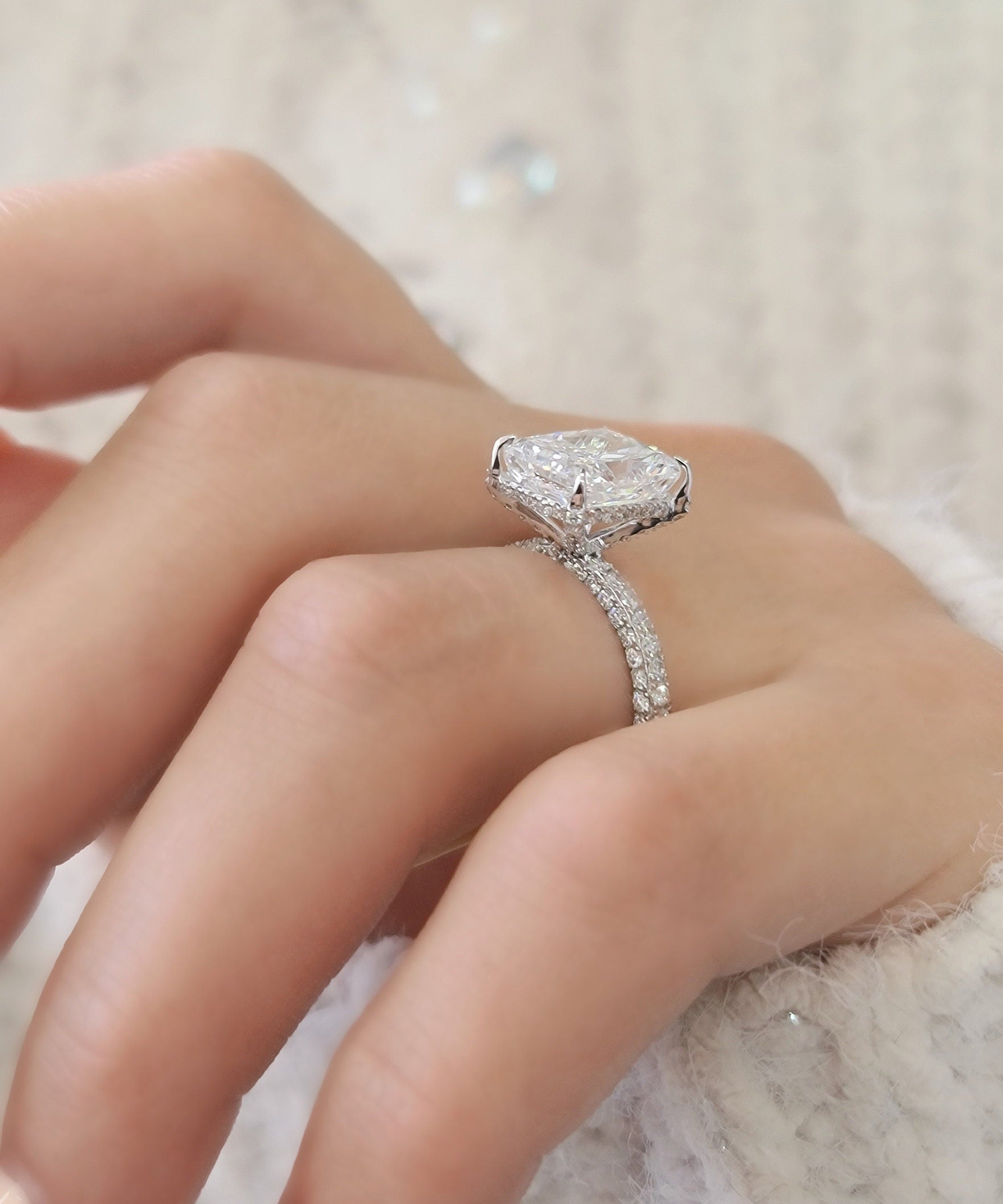 Radiant Pave Lab Grown Diamond Engagement Ring