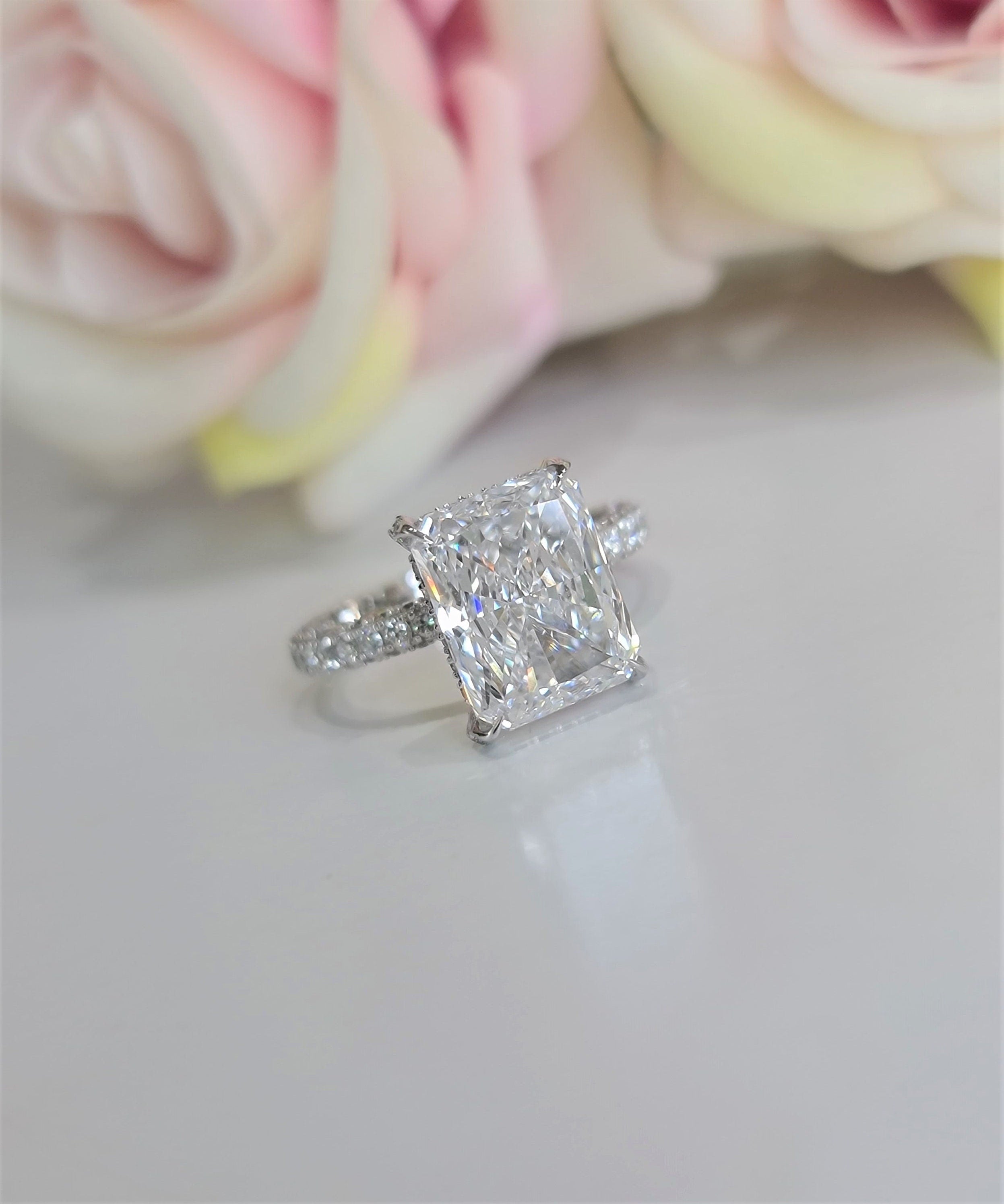 Radiant Pave Lab Grown Diamond Engagement Ring