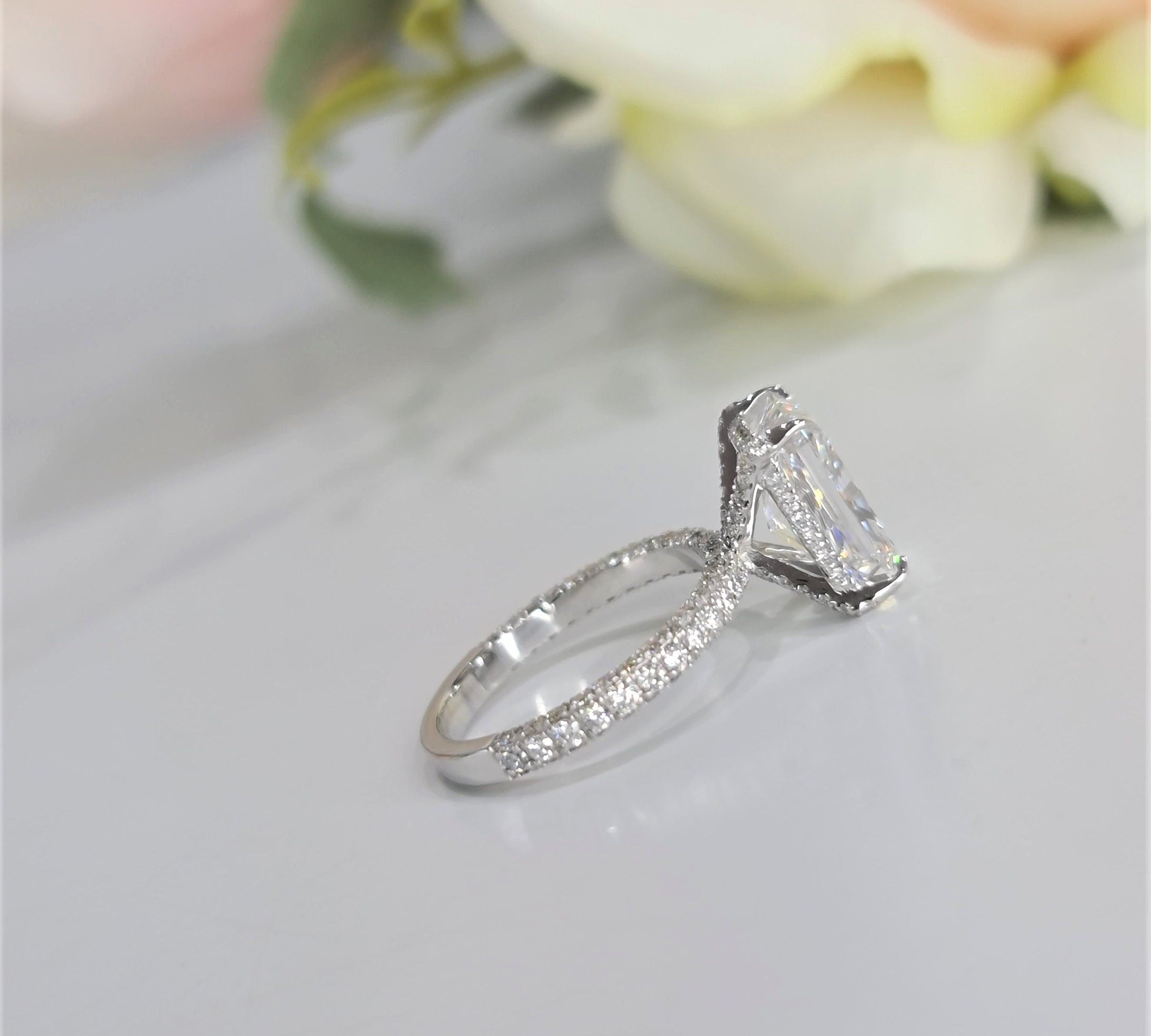 Radiant Pave Lab Grown Diamond Engagement Ring