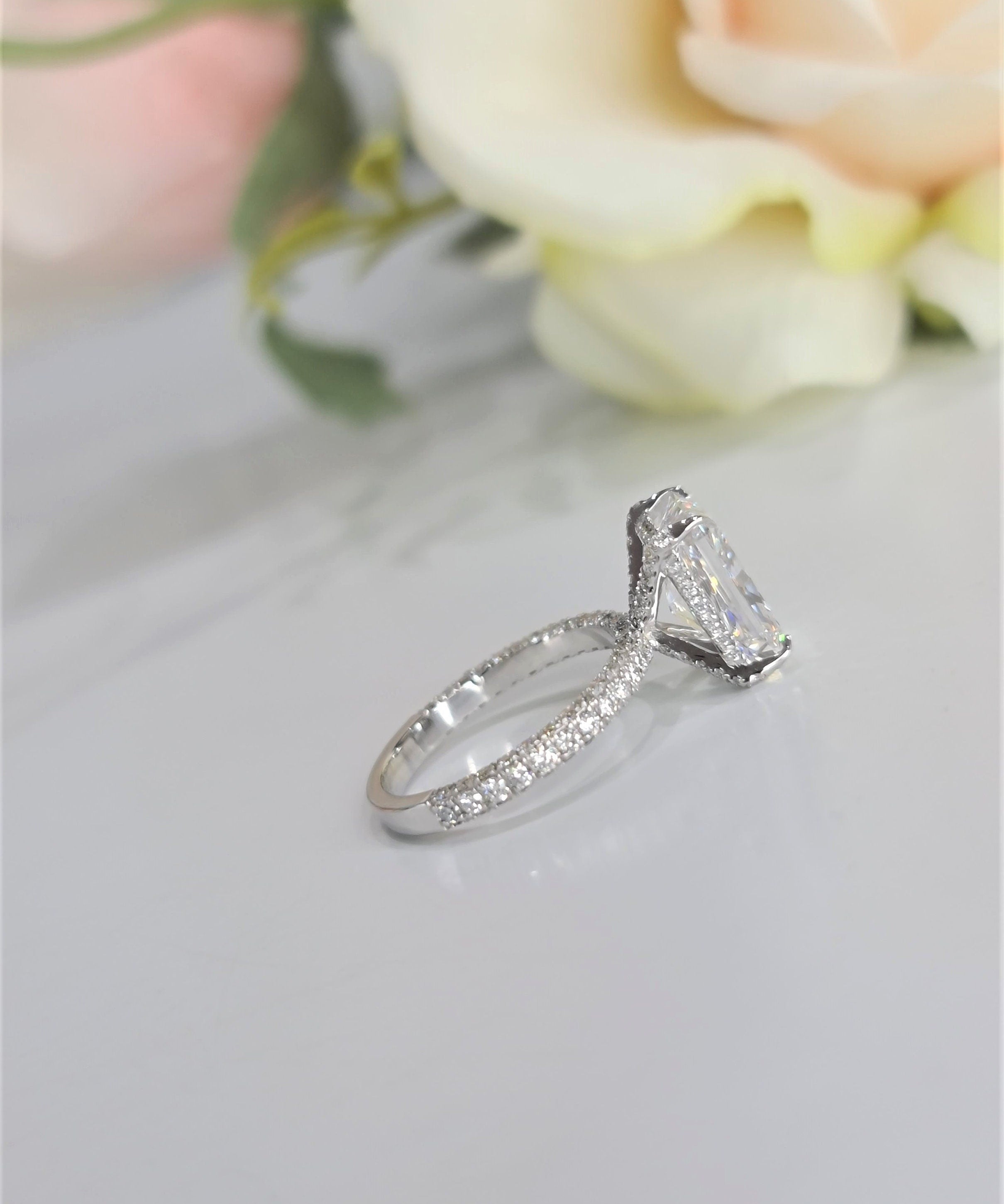 Radiant Pave Lab Grown Diamond Engagement Ring