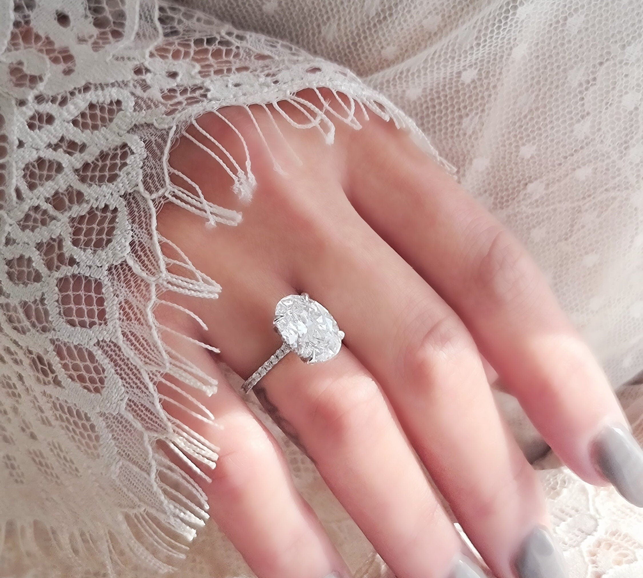 Oval Pave Lab Grown Diamond Engagement Ring