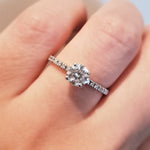 Round Cut Pave Style Lab Grown Diamond Engagement Ring