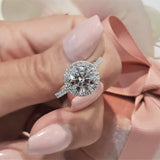 Round Halo & Pave Lab Grown Diamond Engagement Ring