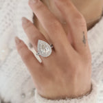 Pear Double Halo & Pave Lab Grown Diamond Engagement Ring