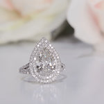 Pear Double Halo & Pave Lab Grown Diamond Engagement Ring