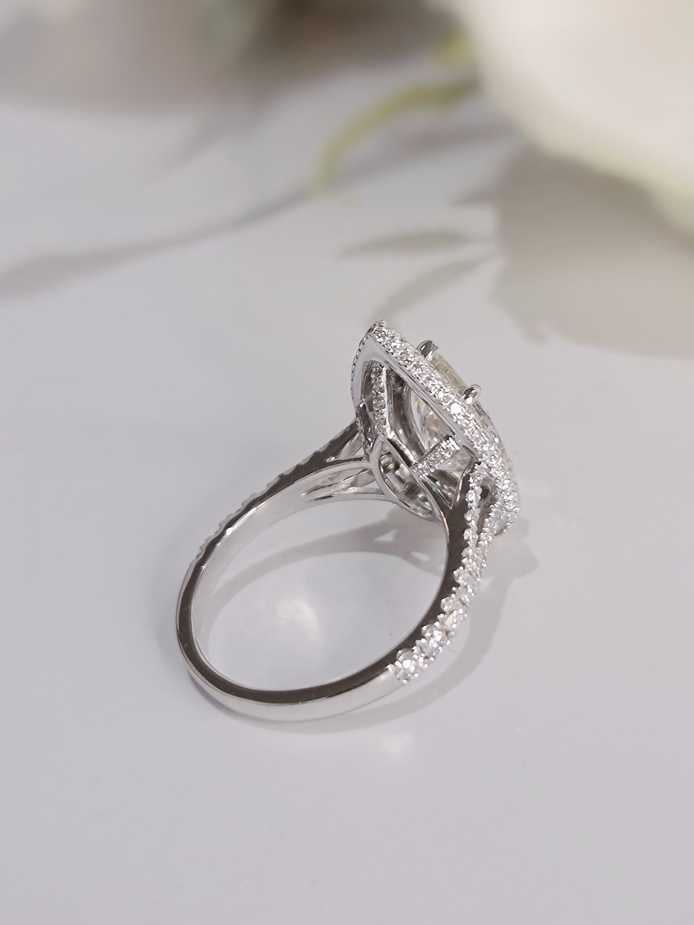 Pear Double Halo & Pave Lab Grown Diamond Engagement Ring