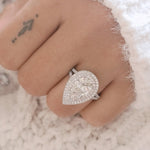 Pear Double Halo & Pave Lab Grown Diamond Engagement Ring