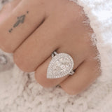 Pear Double Halo & Pave Lab Grown Diamond Engagement Ring