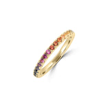 0.04 TCW Round Half Eternity Rainbow Sapphire Gemstone Wedding Band