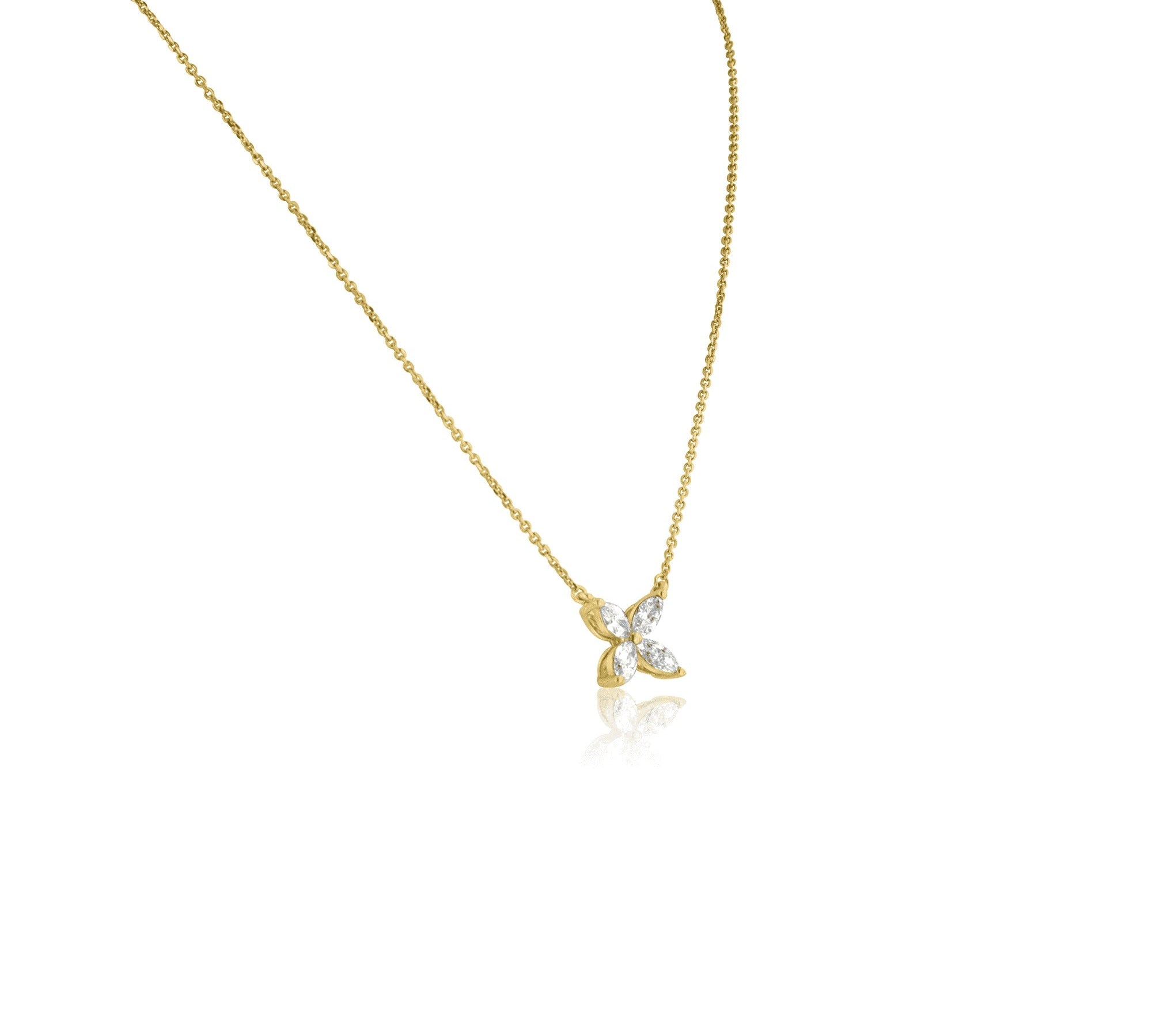0.37 TCW Marquise Cut Flower Moissanite Necklace