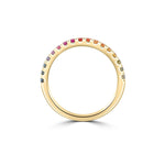 0.04 TCW Round Half Eternity Rainbow Sapphire Gemstone Wedding Band