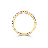 0.04 TCW Round Half Eternity Rainbow Sapphire Gemstone Wedding Band