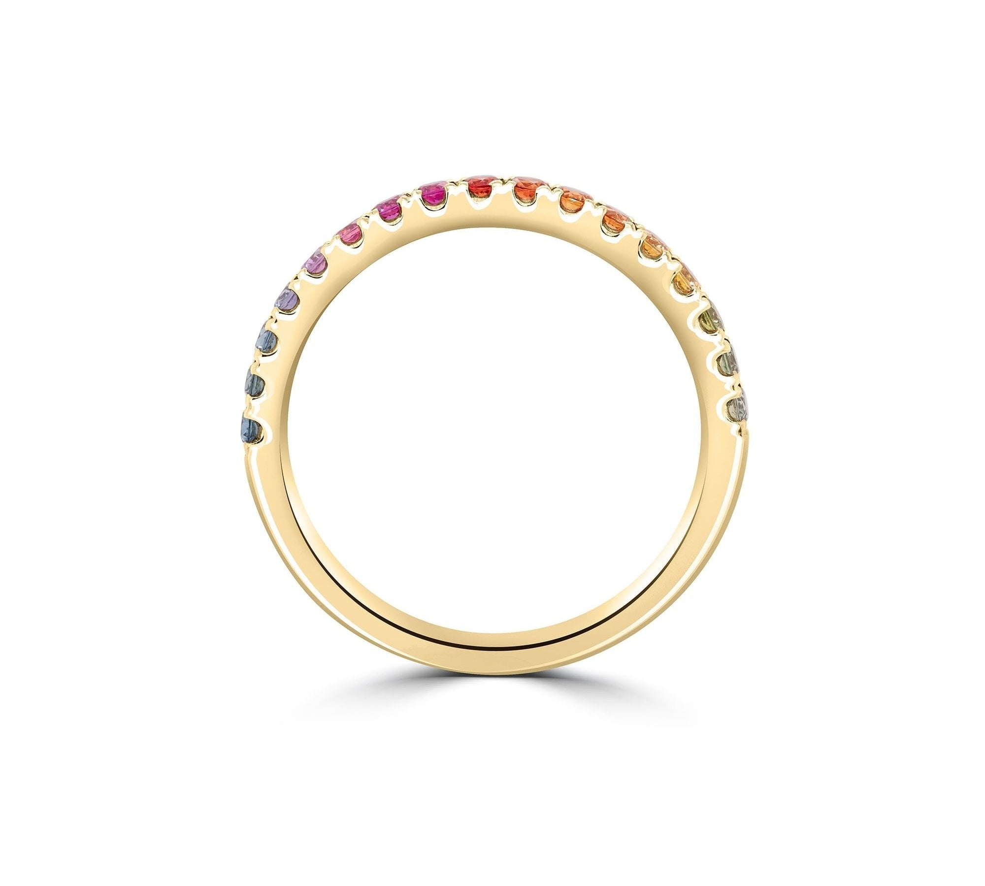 0.04 TCW Round Half Eternity Rainbow Sapphire Gemstone Wedding Band