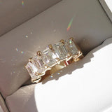 5 TCW Emerald Shaped Half Eternity Lab Grown Diamond Wedding Band