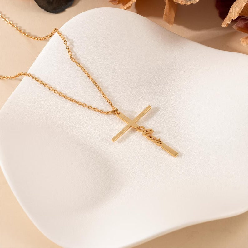 Personalized Name Cross Necklace
