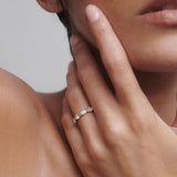 0.20 TCW Marquise Shaped Half Eternity Lab Grown Diamond Wedding Band