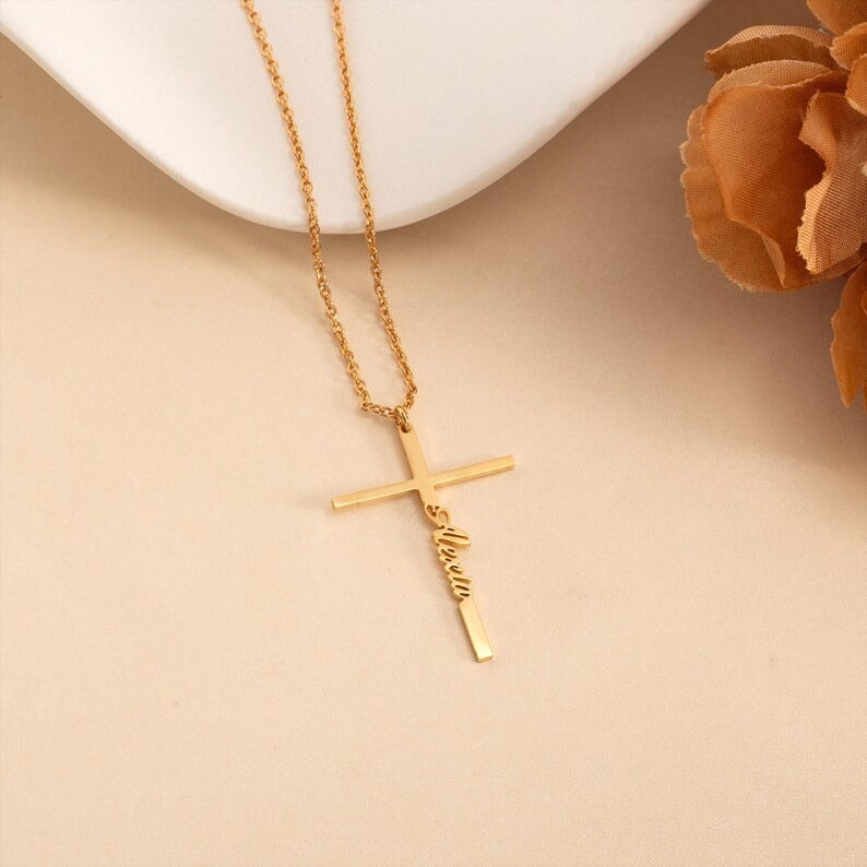 Personalized Name Cross Necklace