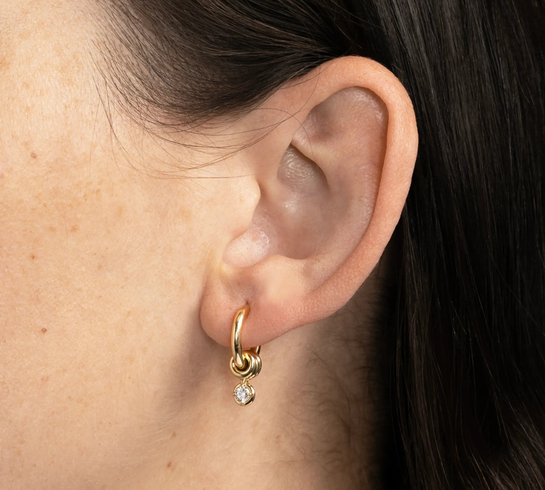 0.22 TCW Round Cut Moissanite Huggies Earrings