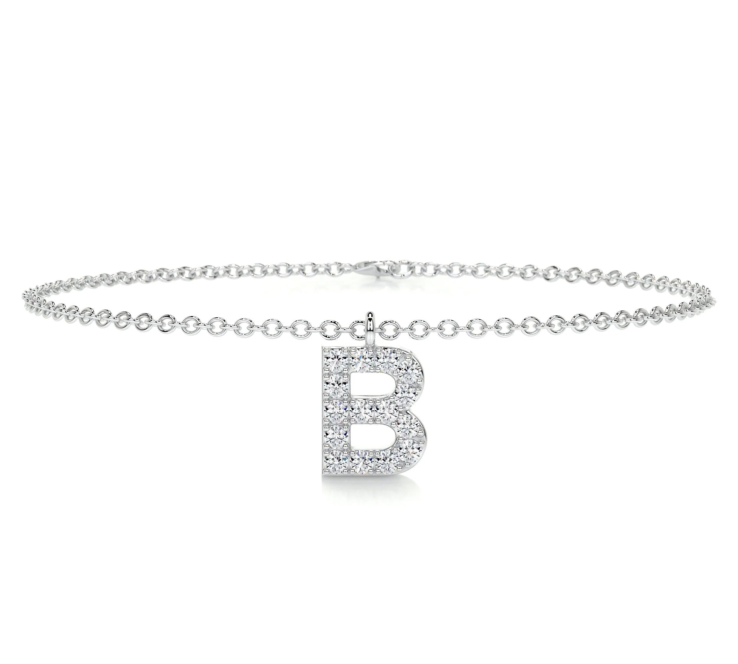 0.15 TCW Round Lab Grown Diamond Initial Bracelet