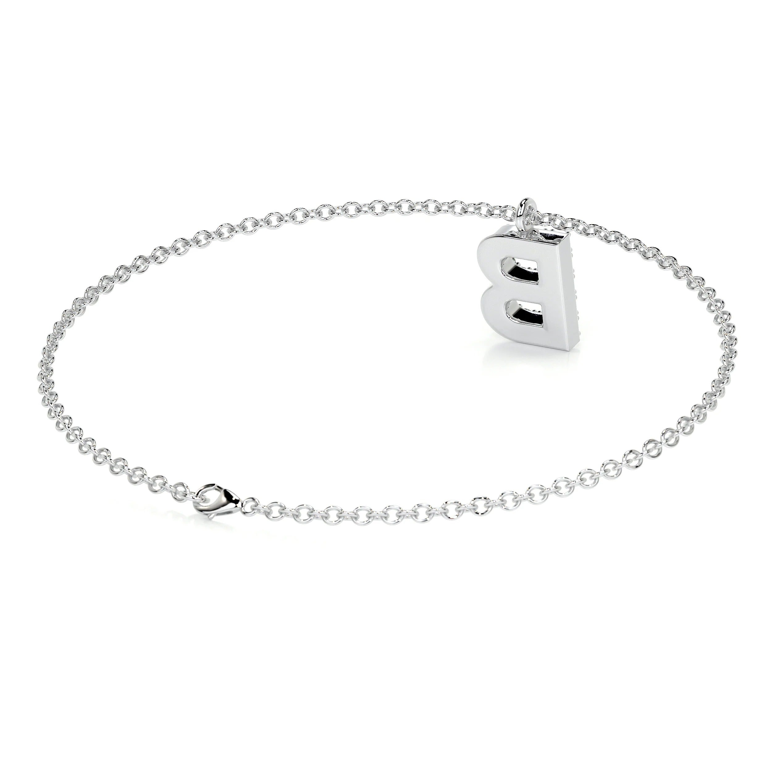 0.15 TCW Round Lab Grown Diamond Initial Bracelet