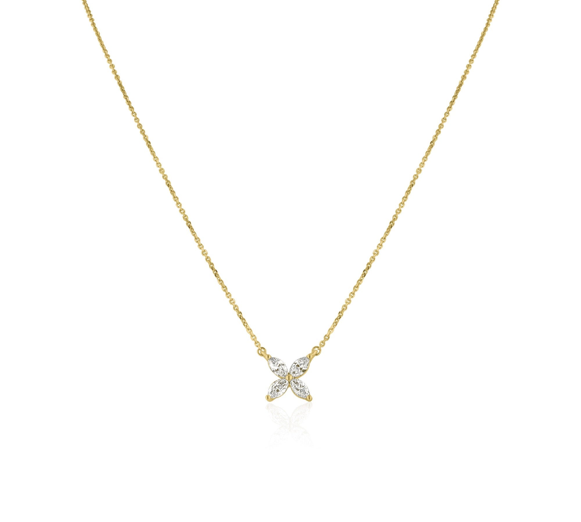 0.37 TCW Marquise Cut Flower Moissanite Necklace