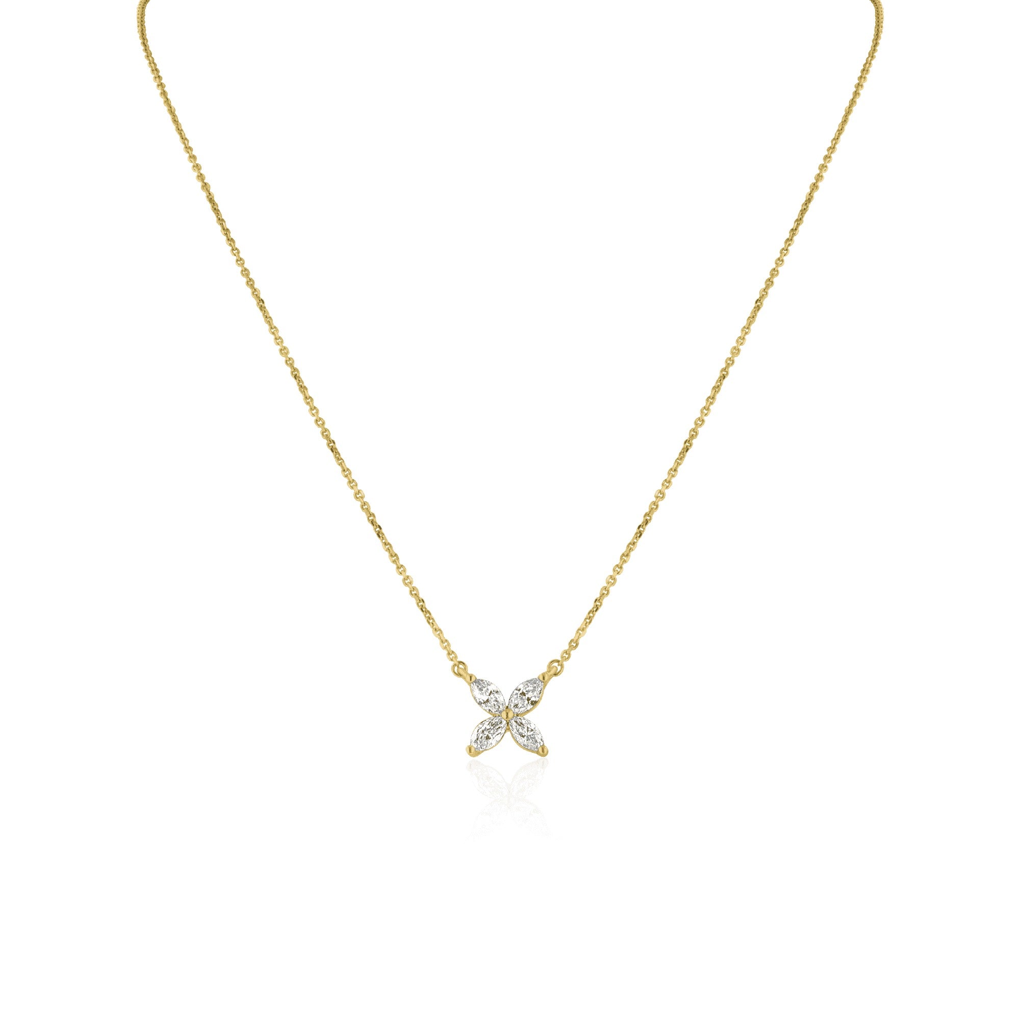 0.37 TCW Marquise Cut Flower Moissanite Necklace