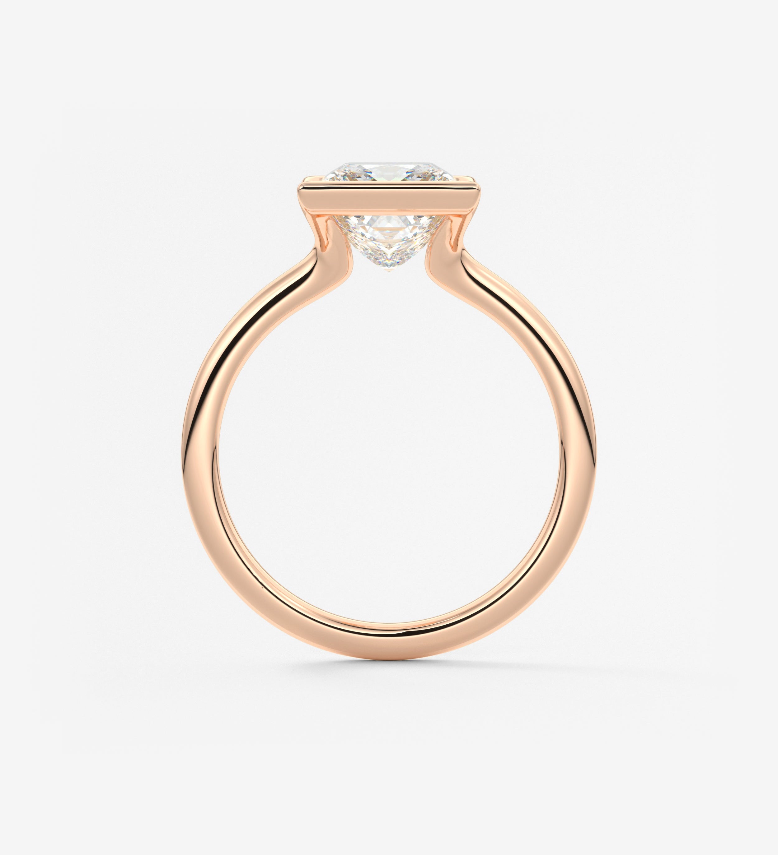 Princess Half Bezel Lab Grown Diamond Engagement Ring