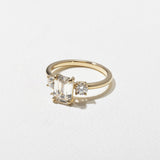 Emerald Lab Grown Diamond Three Stone Engagement Ring