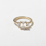 Emerald Lab Grown Diamond Three Stone Engagement Ring