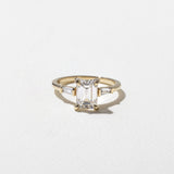Emerald Lab Grown Diamond Three Stone Engagement Ring