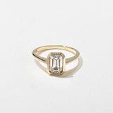 Emerald Lab Grown Diamond Bezel Solitaire Engagement Ring