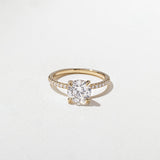 Round Lab Grown Diamond Pave Setting Engagement Ring