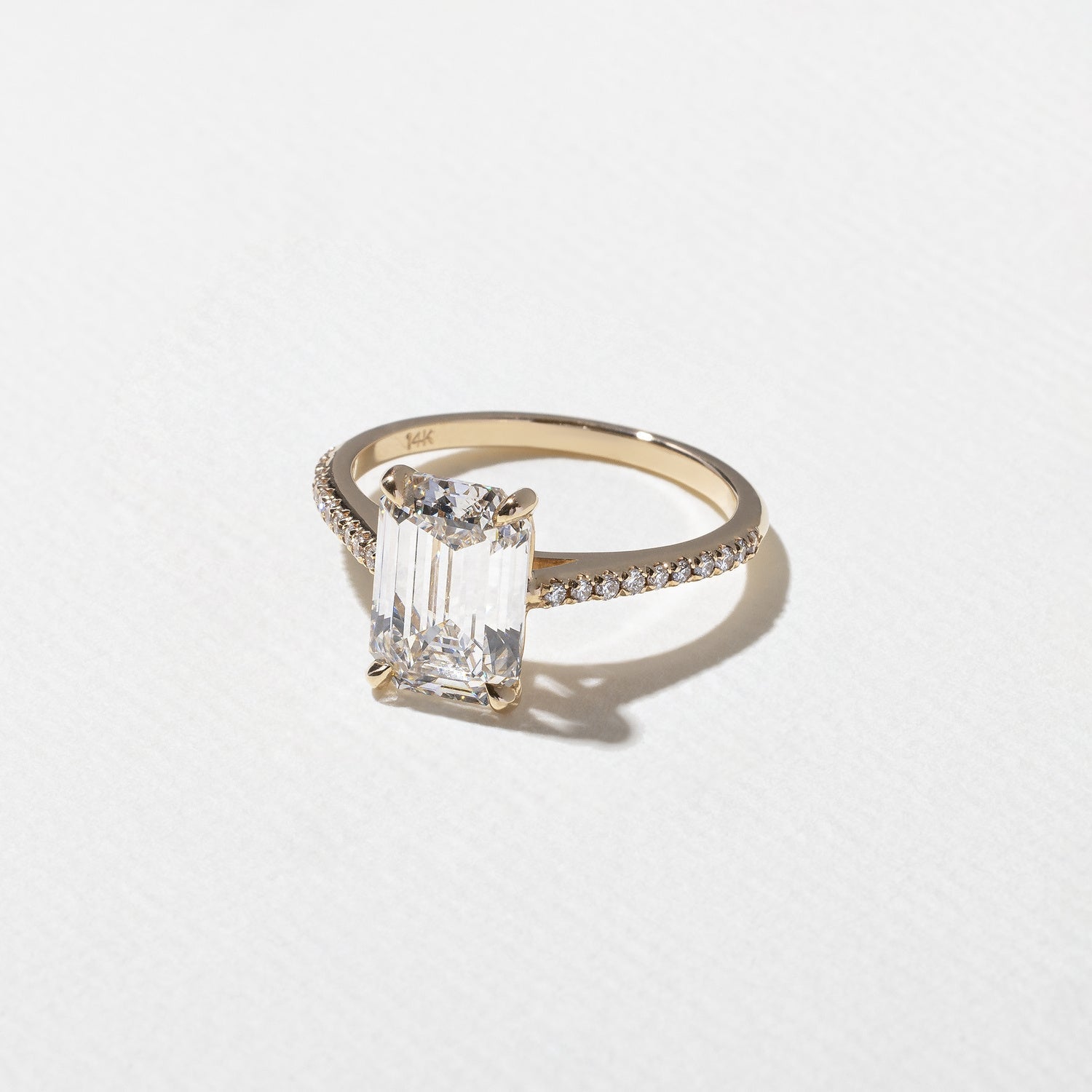 Emerald Lab Grown Diamond Pave Setting Engagement Ring